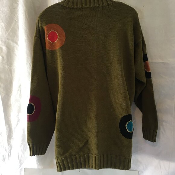 Hunt Club Knit Sweater Multi Color Olive Green Women’s Sz M Med Oversized 90s - Picture 2 of 16